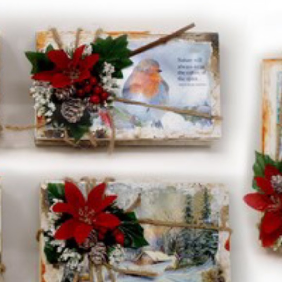 Rustic Christmas Holiday Floral Arrangement Centerpiece, Upcycled, Books, Shabby - Picture 7 of 9